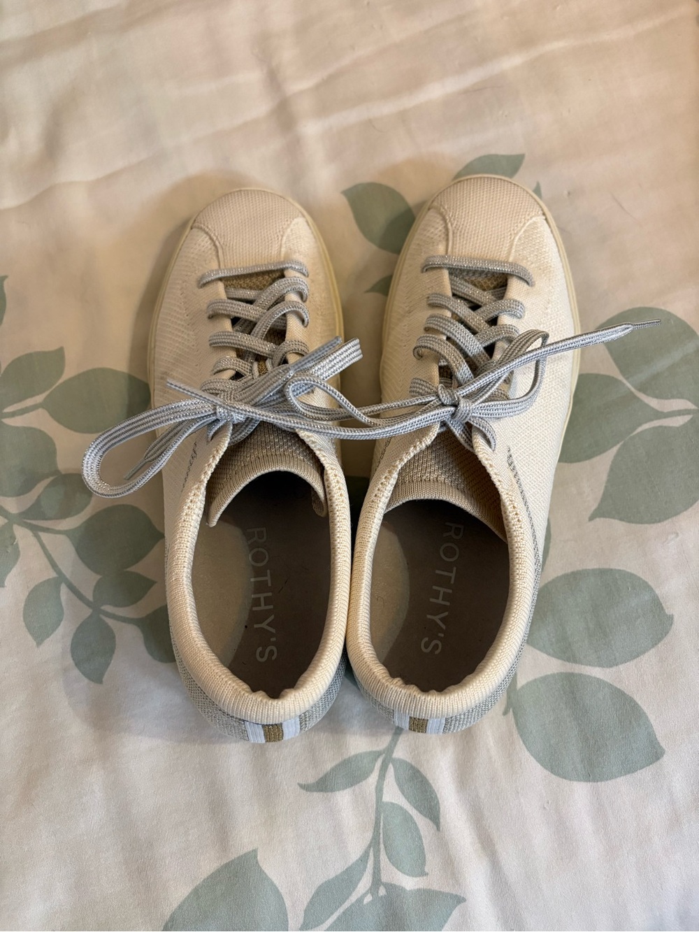 Rothy's Women’s Cream Lace-Up Sneaker with Sparkly Laces